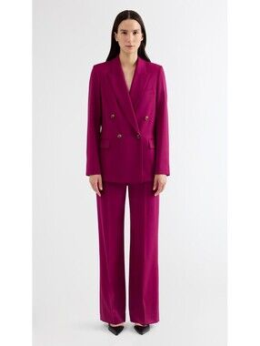 NWT Argent Wide Leg Trouser in Seasonless Wool Magenta Size 10